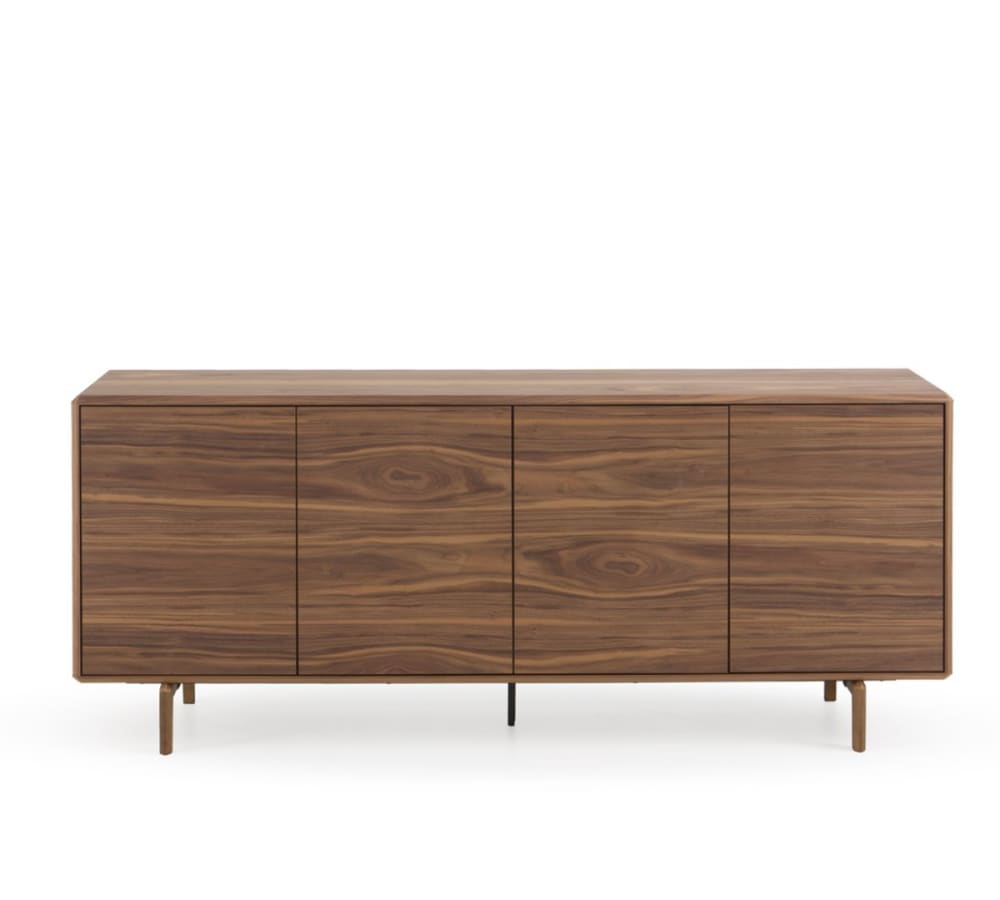 Buffet 4 portes plaqué noyer avec pieds en bois