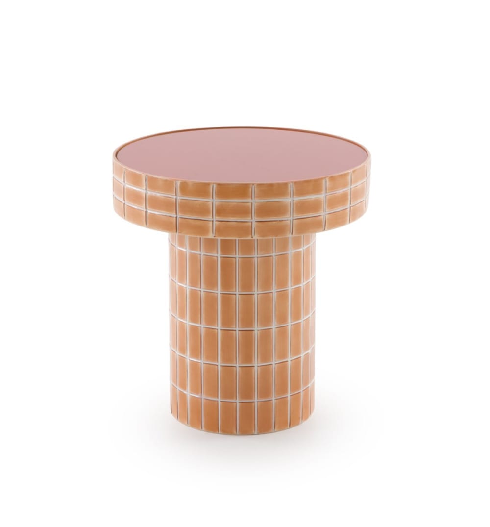 Table d'appoint en métal - plateau verre