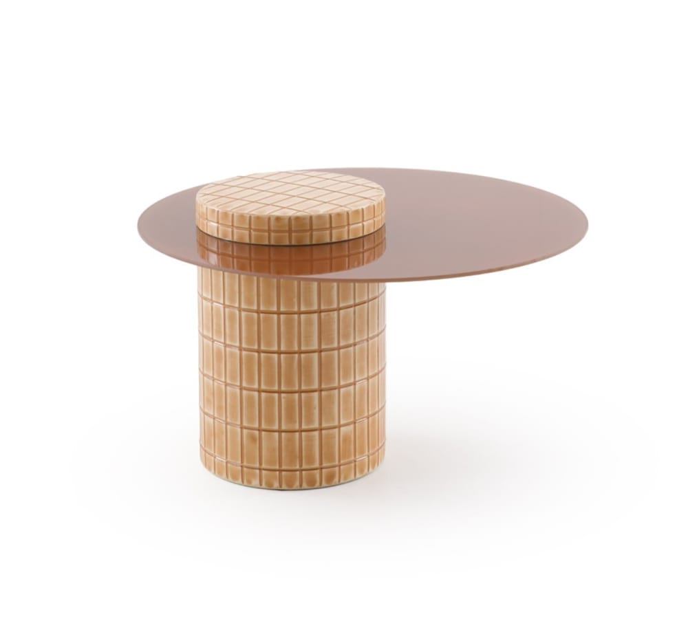 Table d'appoint en métal - plateau verre