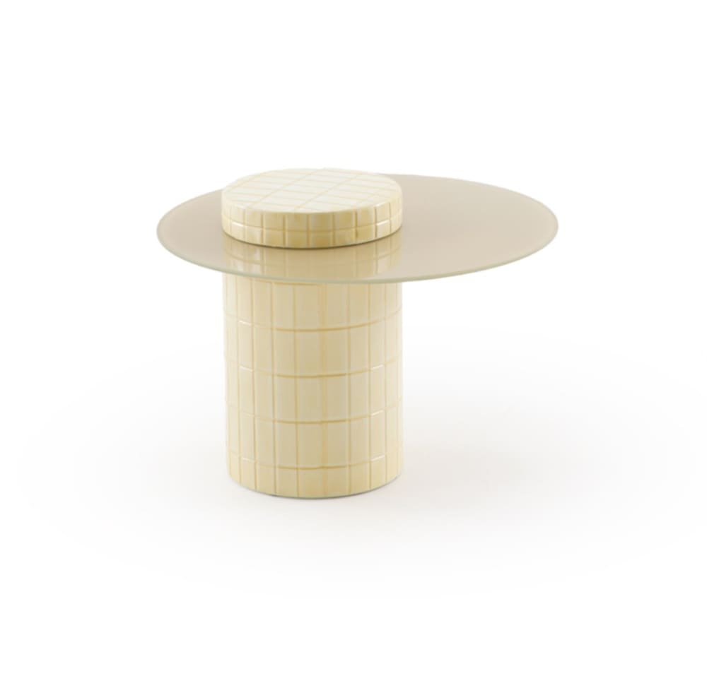 Table d'appoint en métal - verre couleur