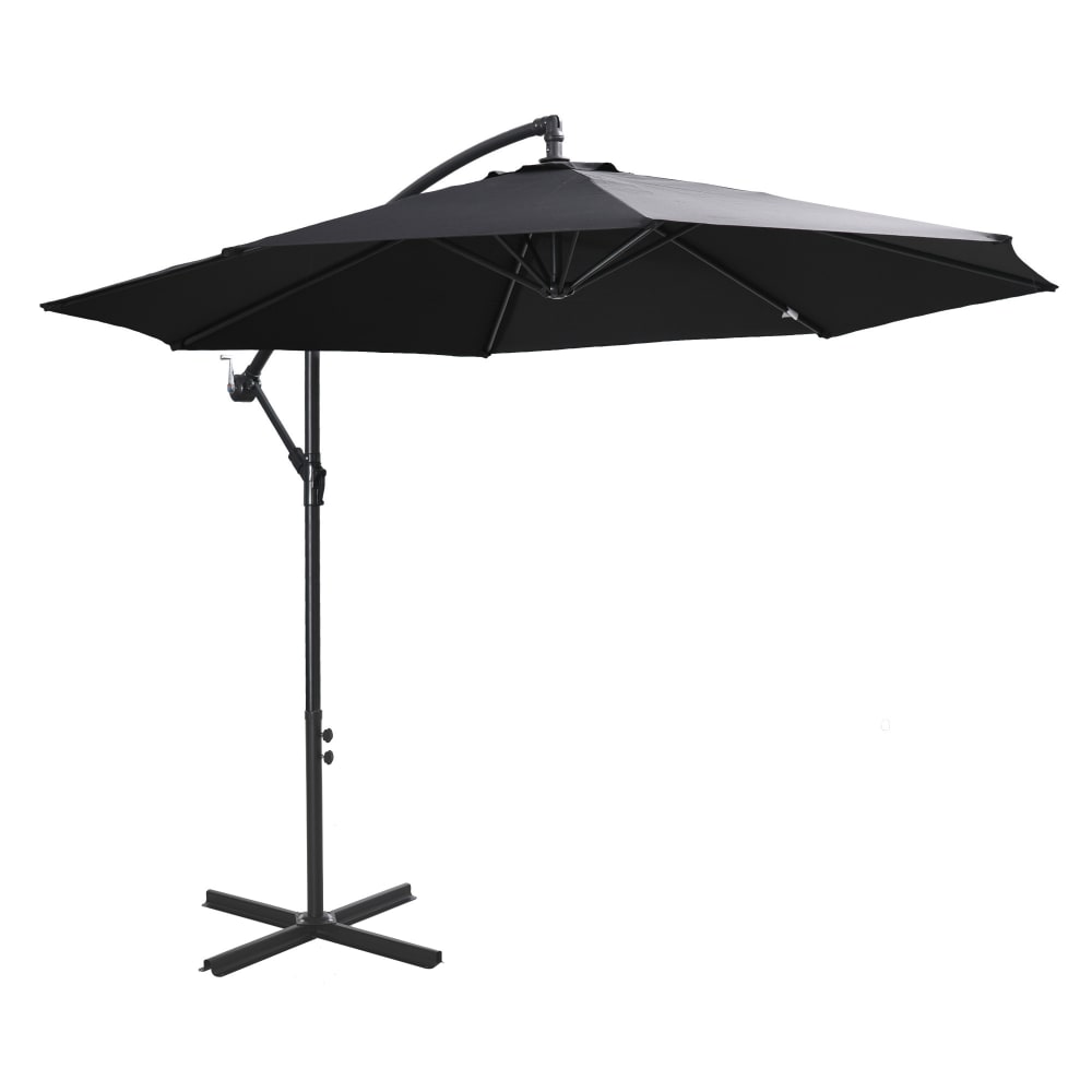 Parasol d'extérieur en polyester avec manivelle noir 3x2,5 m
