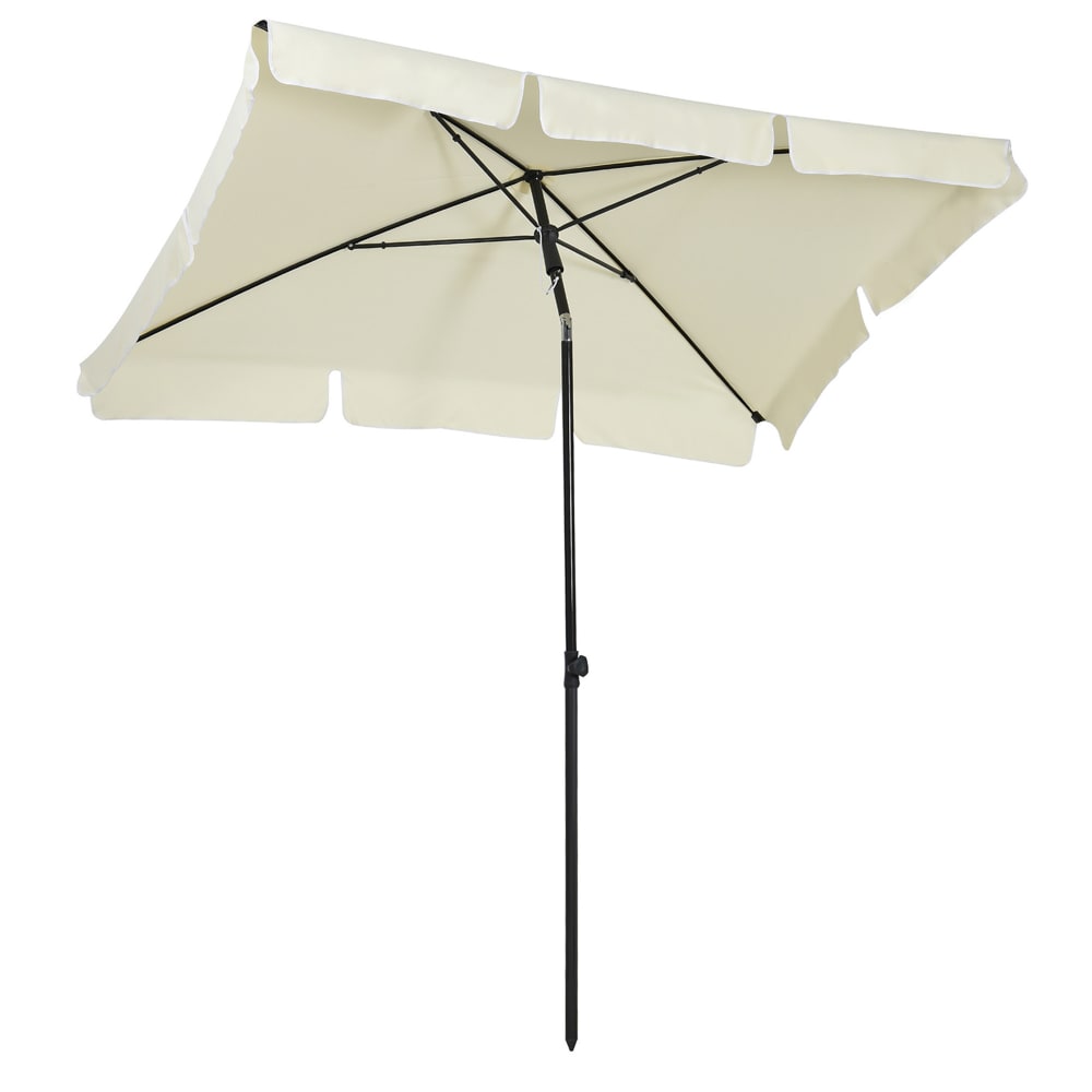 Parasol d'extérieur en métal beige 198x130x245 cm