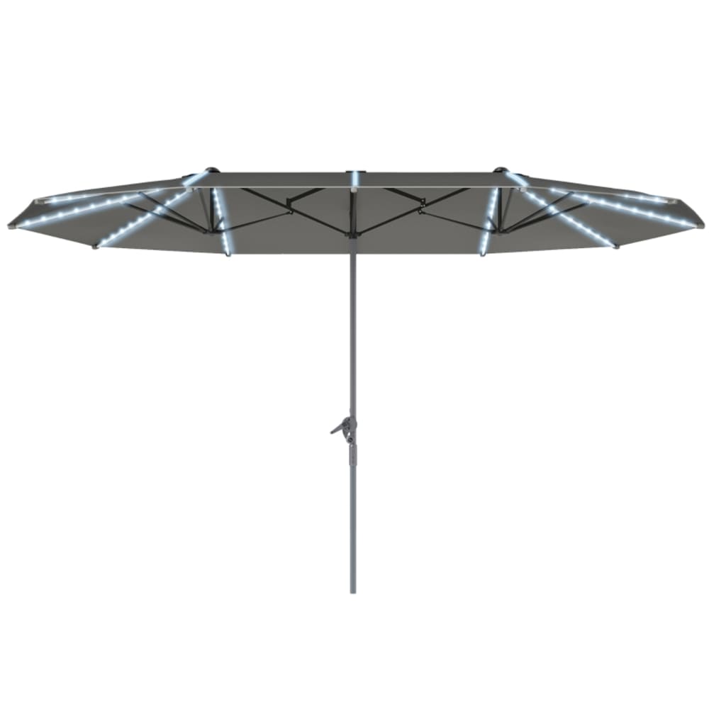 Parasol d'extérieur en métal avec led gris foncé 451x267 cm