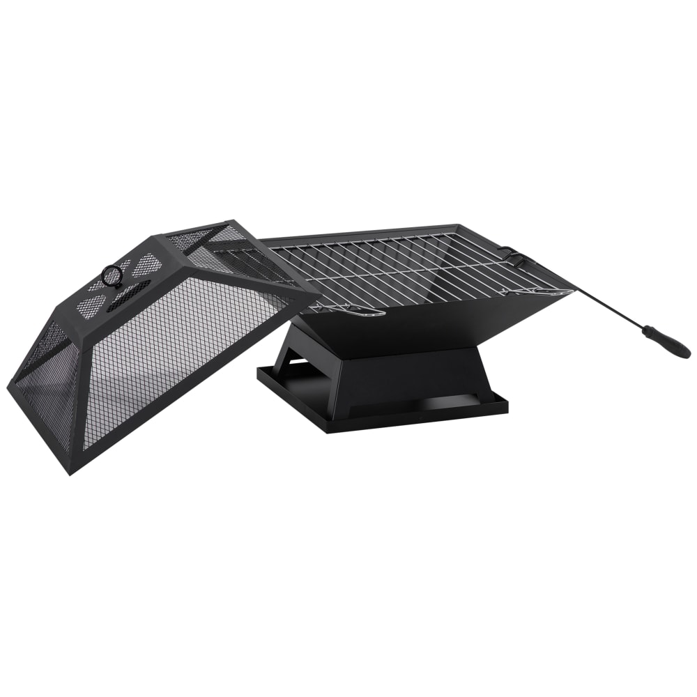 REDOM Outdoor-Grill aus Stahl mit Funkenschutz 45x45x34cm, Schwarz Schwarz Metall