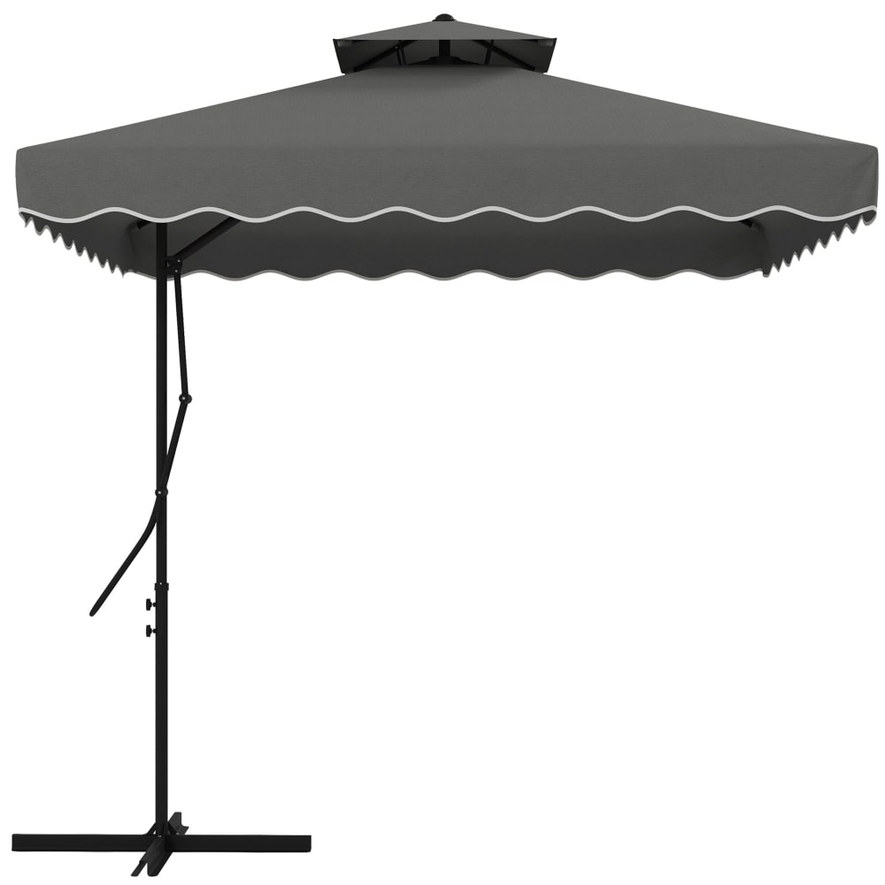 Parasol d'extérieur en polyester gris foncé 243x243 cm
