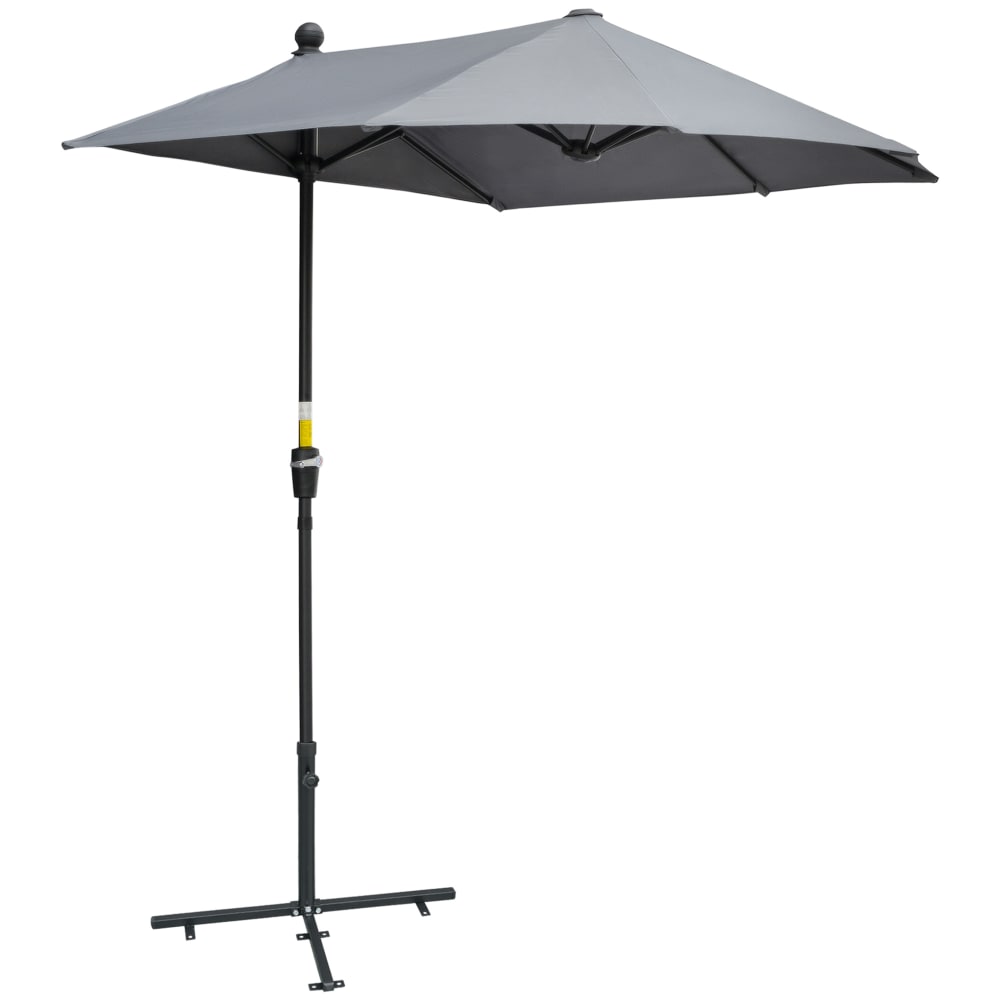 Parasol d'extérieur en métal avec manivelle gris foncé 1,9x2x2,4 m