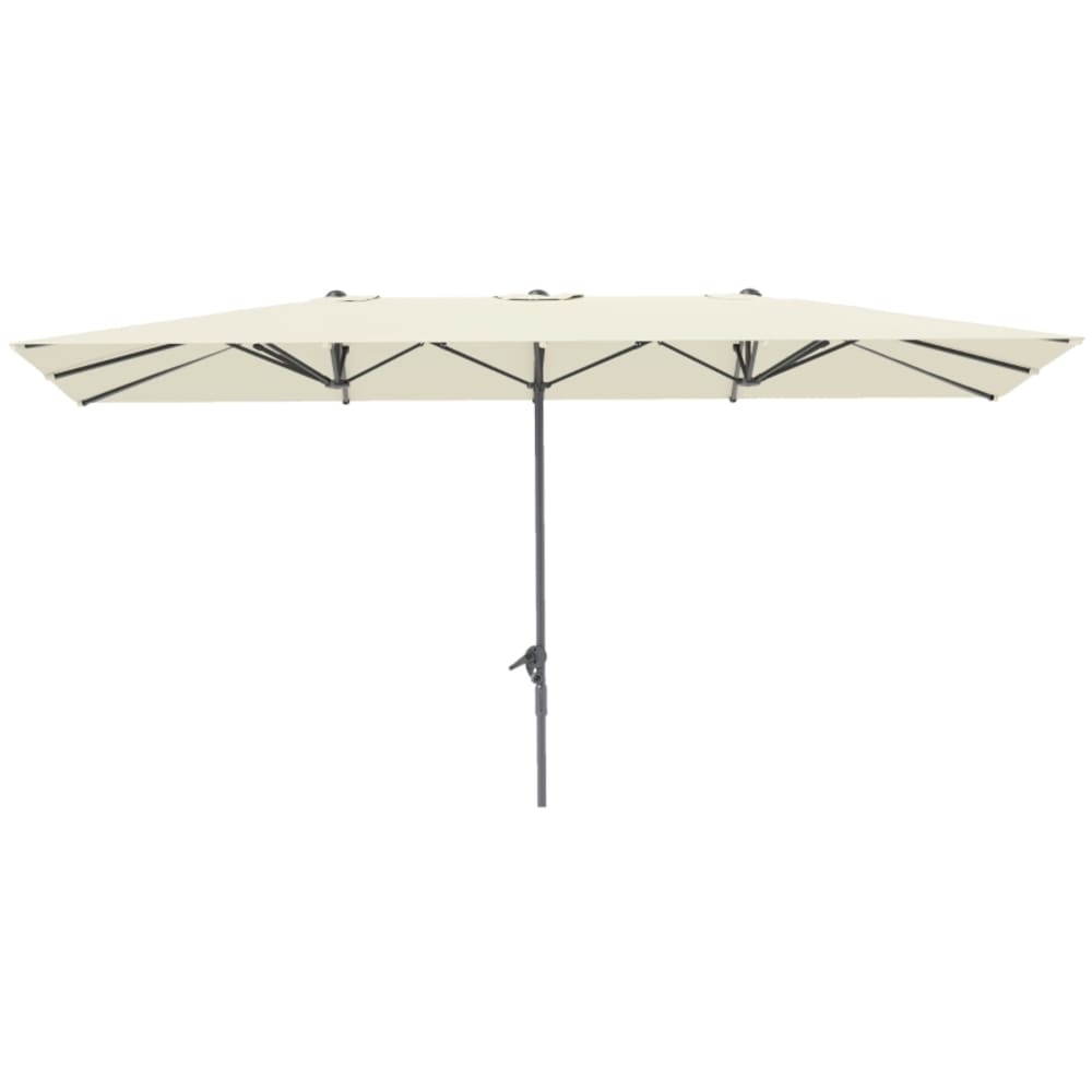 Parasol d'extérieur en polyester avec manivelle beige 451x264 cm