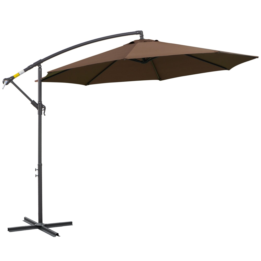 Parasol d'extérieur en acier avec manivelle marron