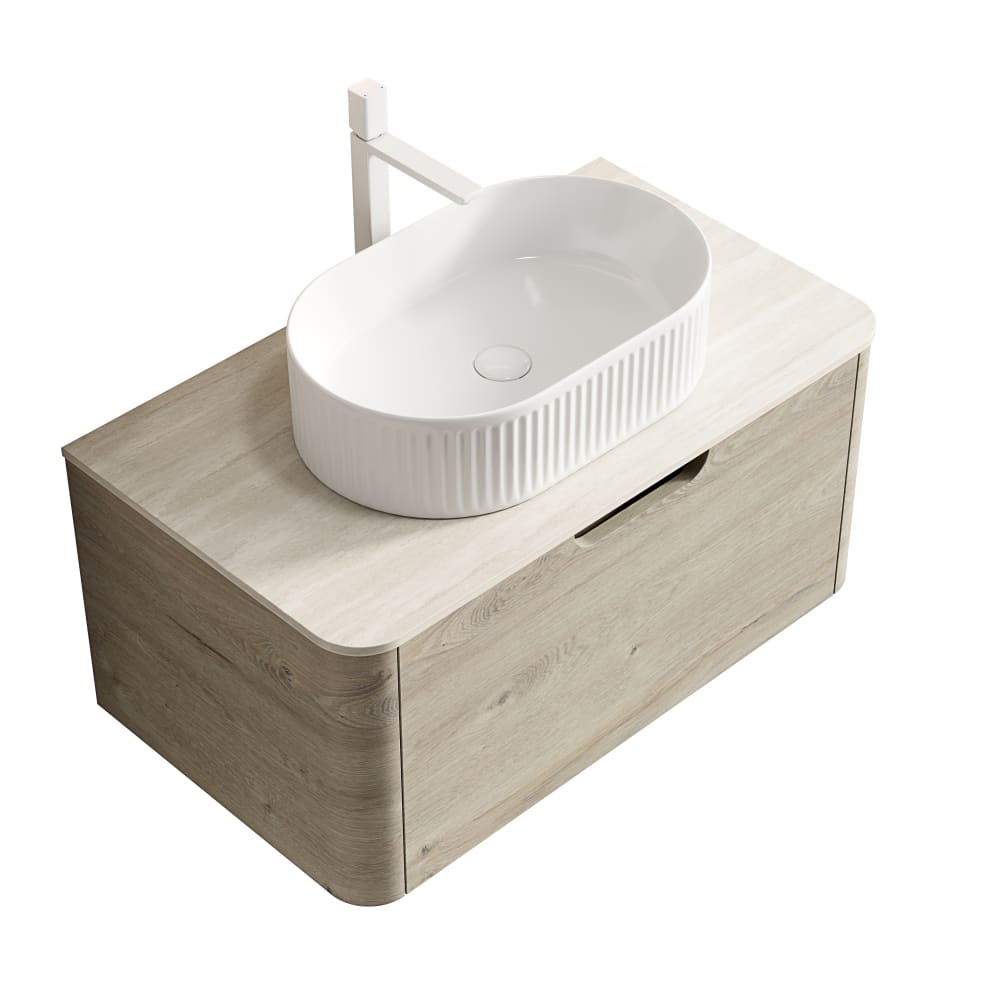 REDOM Waschbecken aus Keramik und Sinterstein mit Soft-Close, Beige Beige Keramik