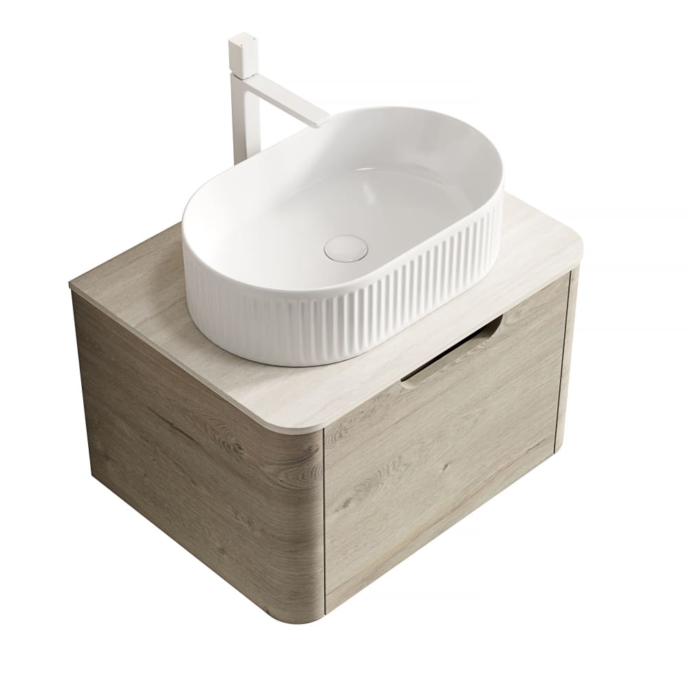 REDOM Waschbecken aus Keramik und Sinterstein mit Schublade, Beige style modern Beige Keramik