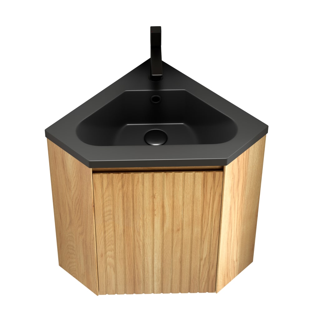 Vasque avec meuble d’angle noir