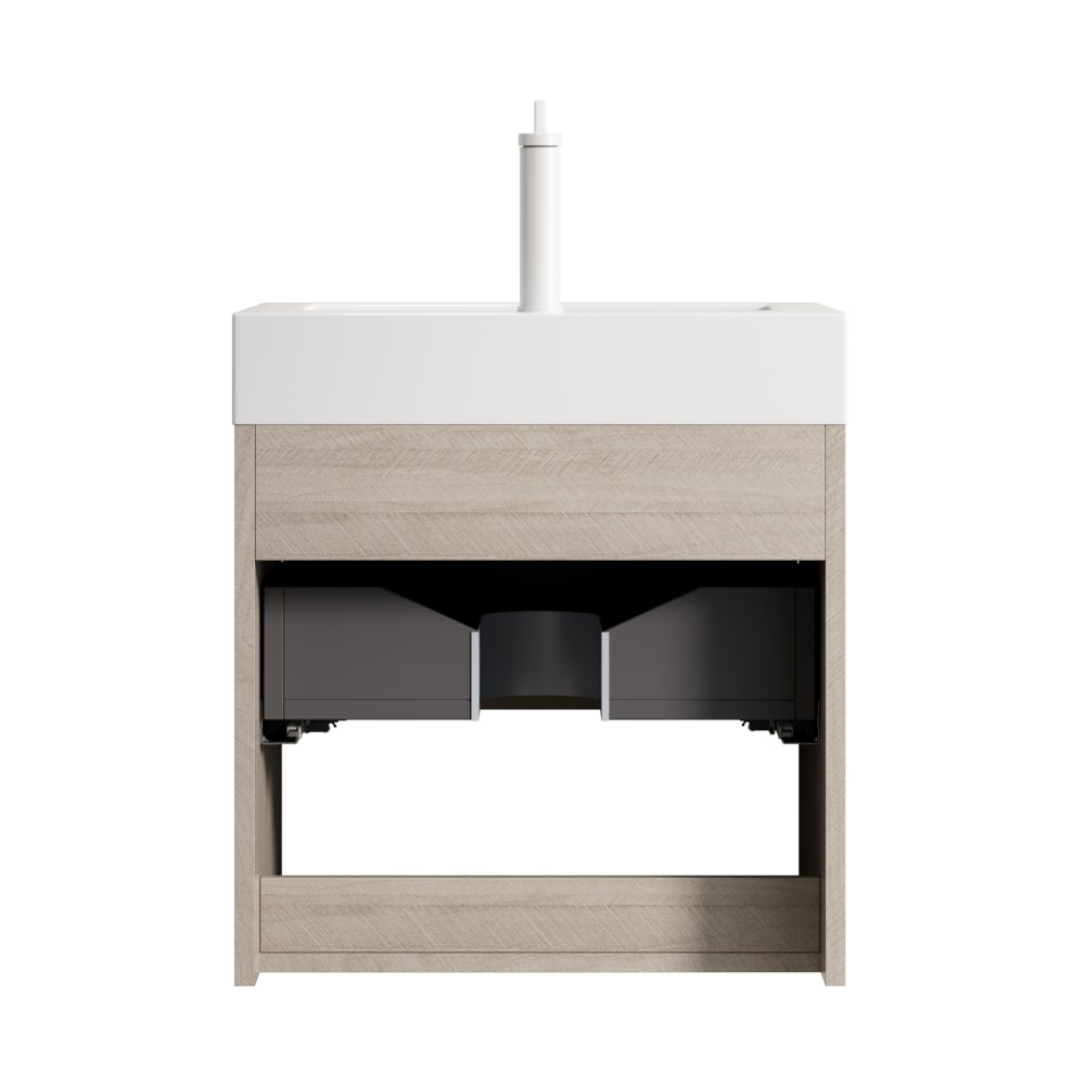 REDOM Waschbecken aus Resin mit Schublade und Regal 55x46x60 cm, Beige Beige Pvc - Polyvinlychlorid