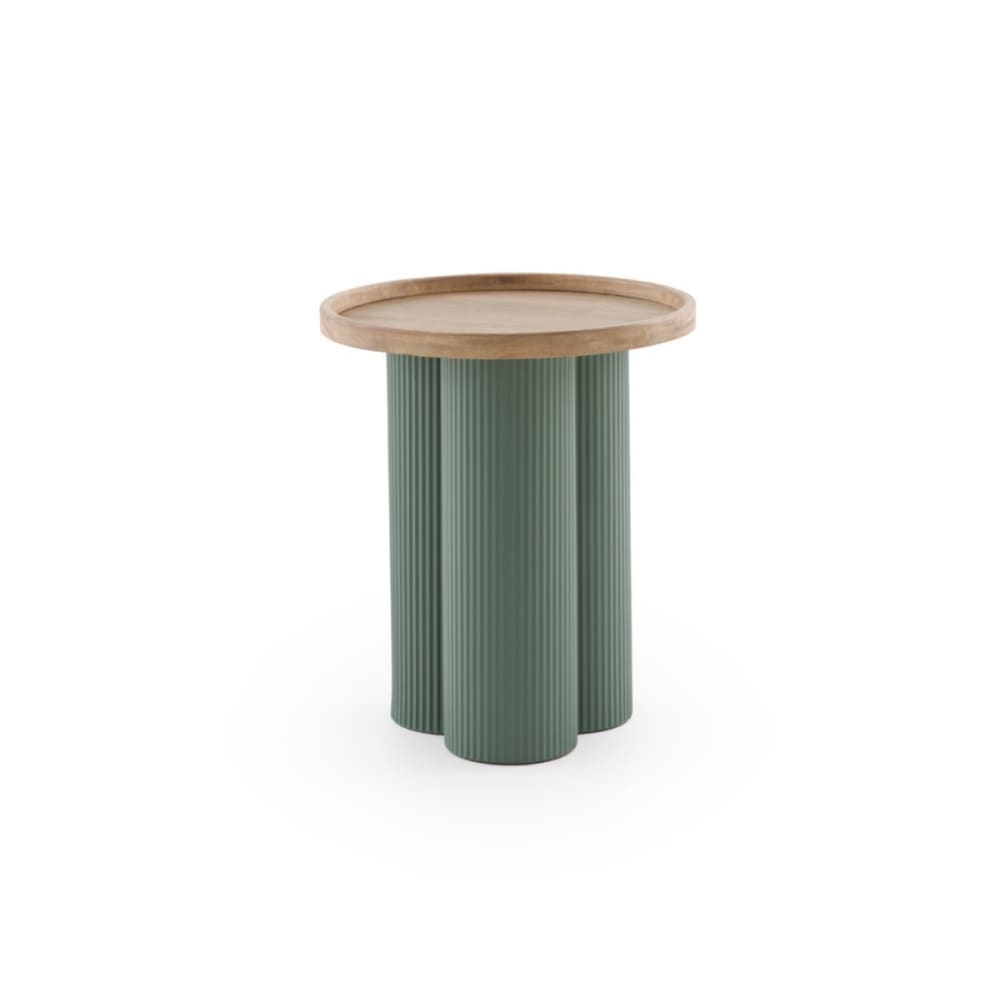 Table basse en métal vert canard et bois d'hévéa