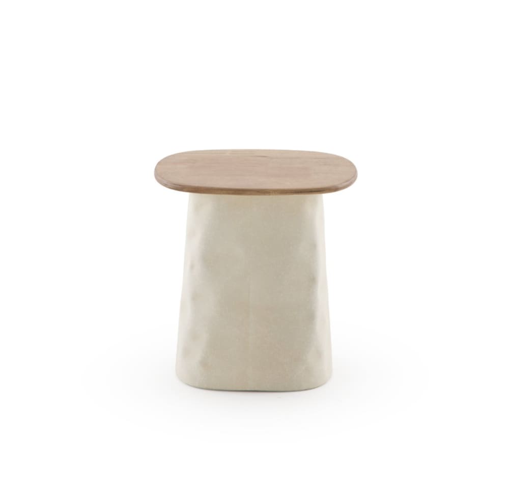 Table basse en métal couleur os et bois d'hévéa