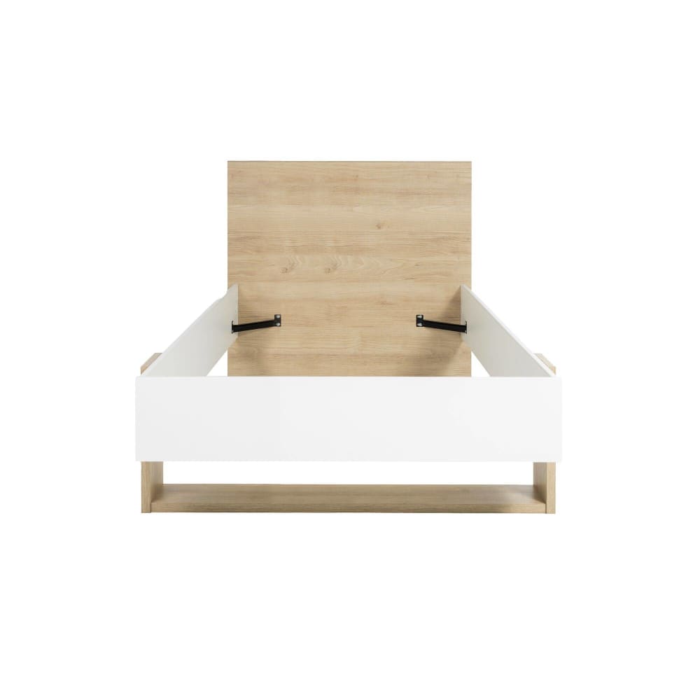 CAMIF - Lit effet bois clair et blanc 90 x 200 cm
