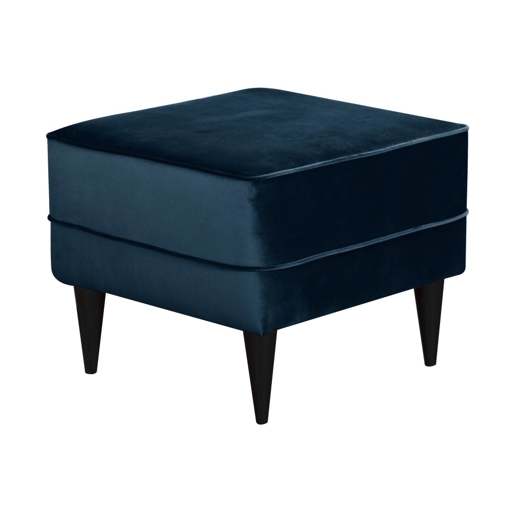 Repose-pieds tissu velours - bleu