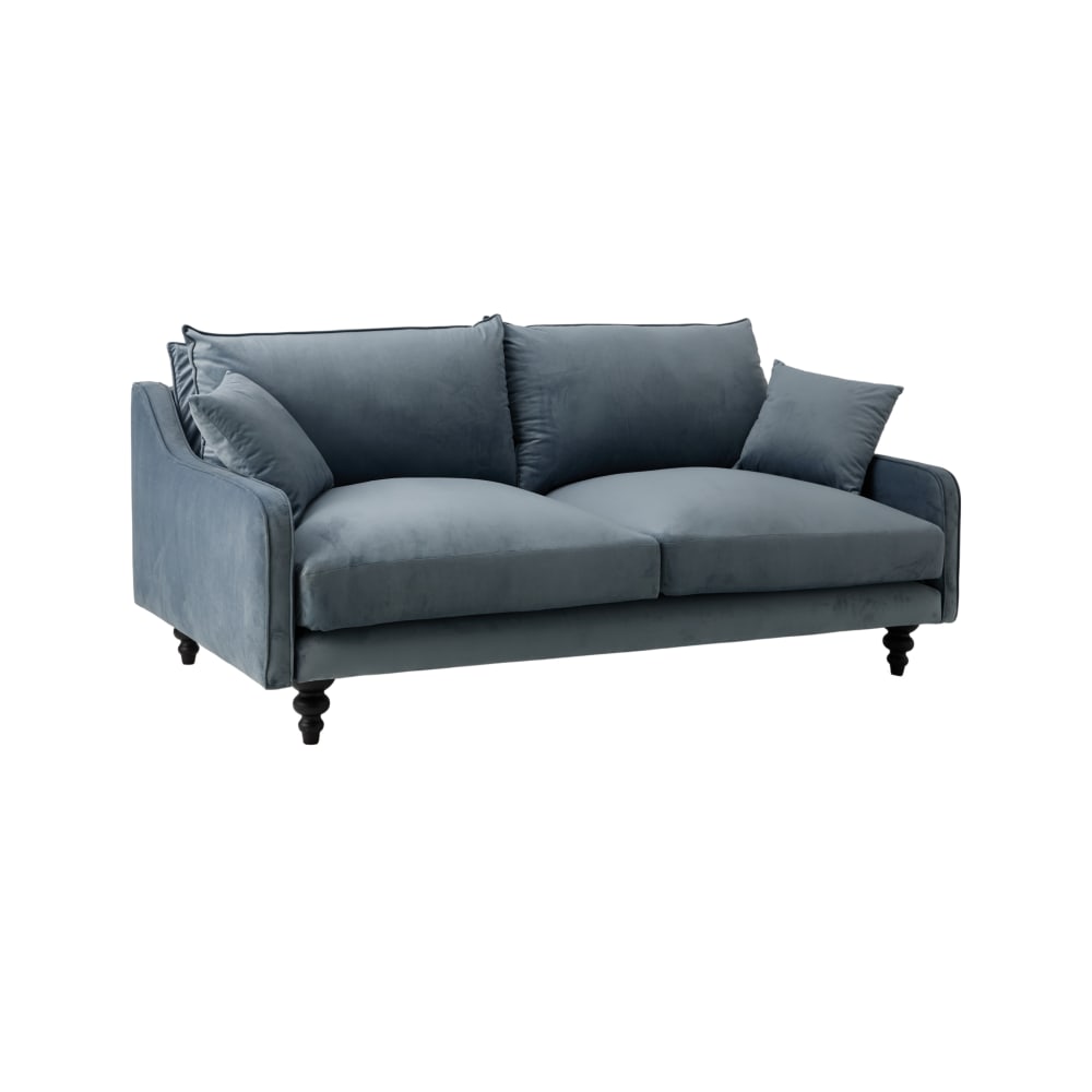 Canapé velours 2 places bleu gris — Beyit