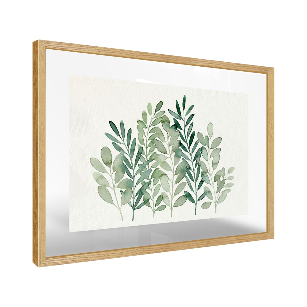 Tableau insouciance green cadre en chêne massif 50 x 70 cm