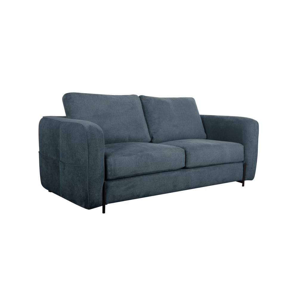 Canapé convertible en tissu 3 places couchage 140x190 cm bleu