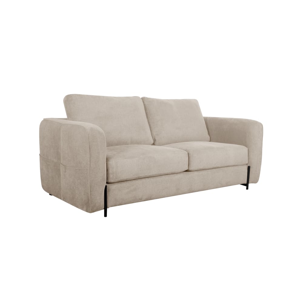 Canapé convertible en tissu 3 places couchage 140x190 cm beige