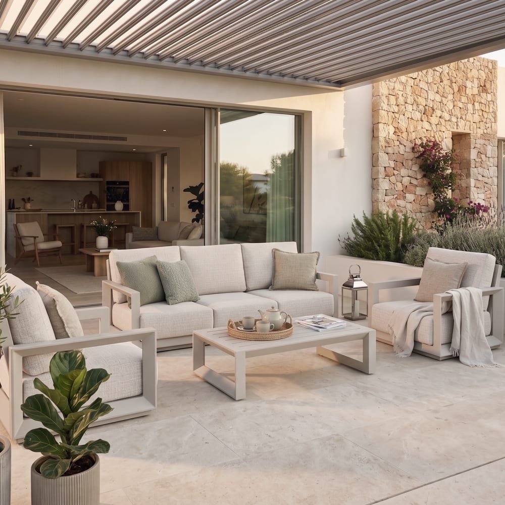 Gartenset mit 2 Sesseln aus beigem Aluminium - Maisons Du Monde