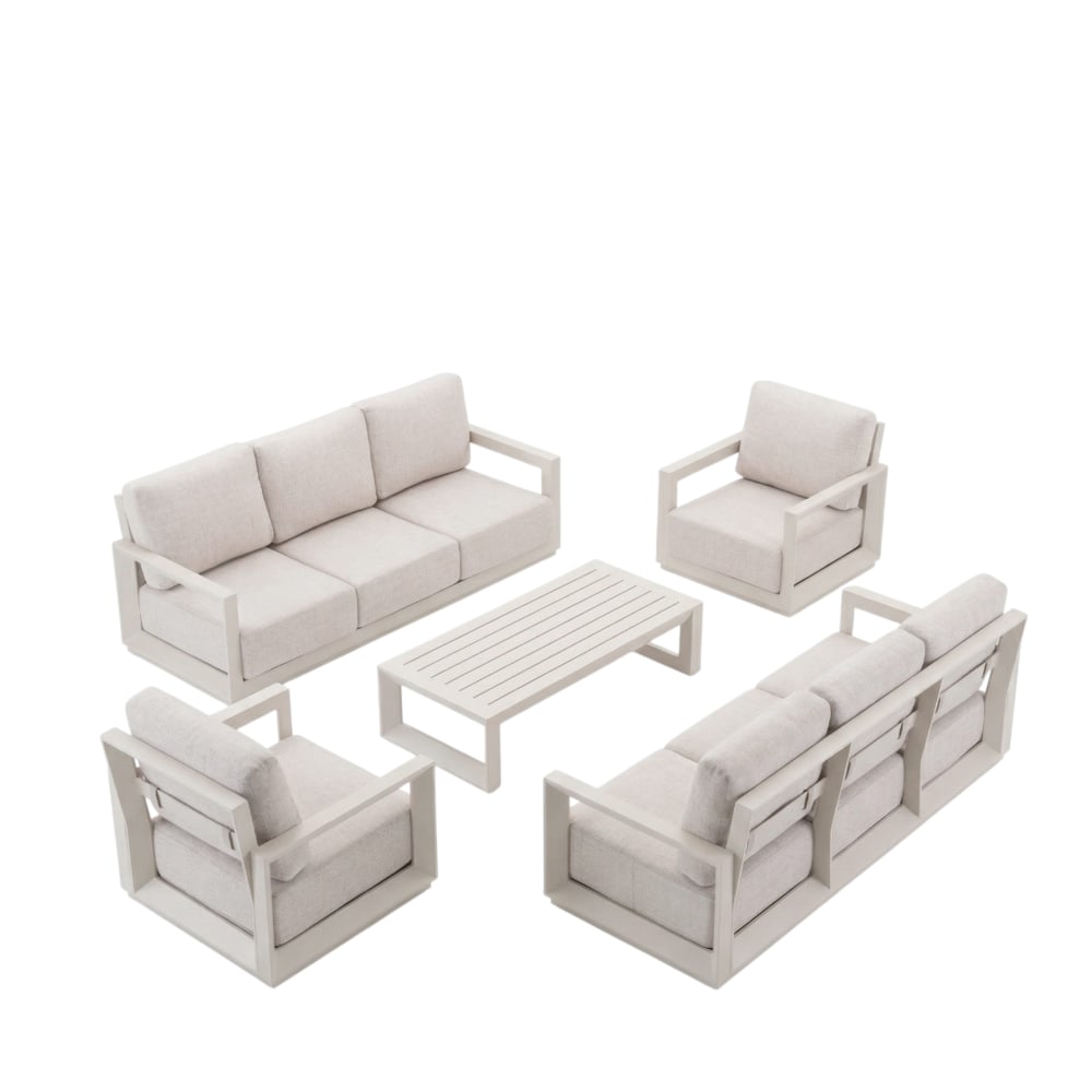 Kerama 8-Sitzer-Gartenset aus beigem Aluminium - Aluminium