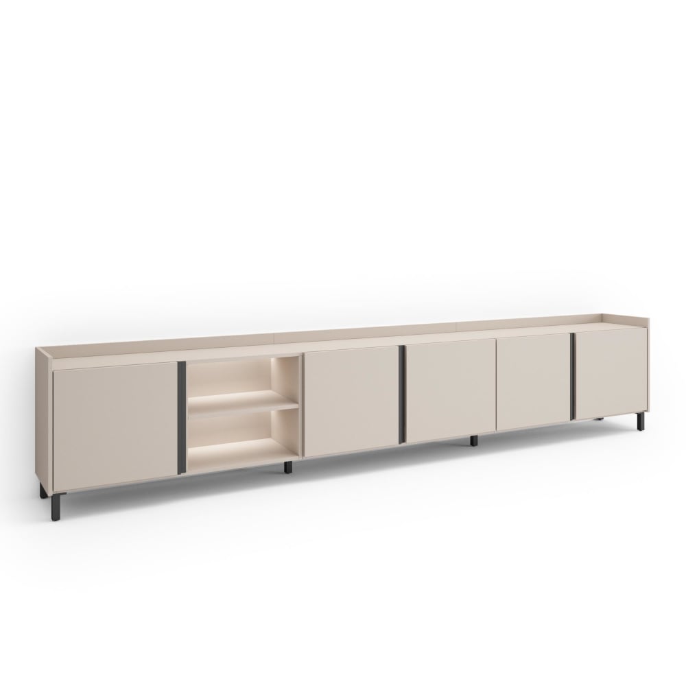 Meuble tv effet bois beige 309x35x61cm avec pieds