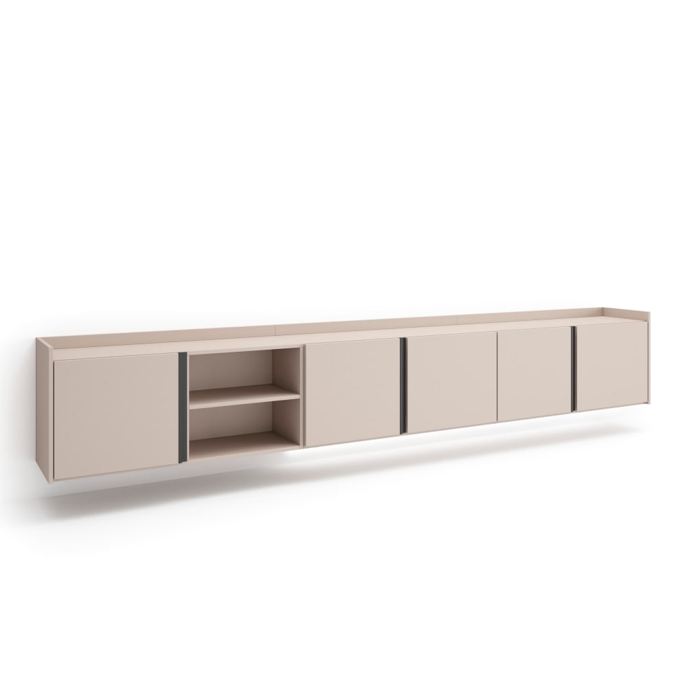 Meuble tv effet bois beige 309x35x50cm suspendu