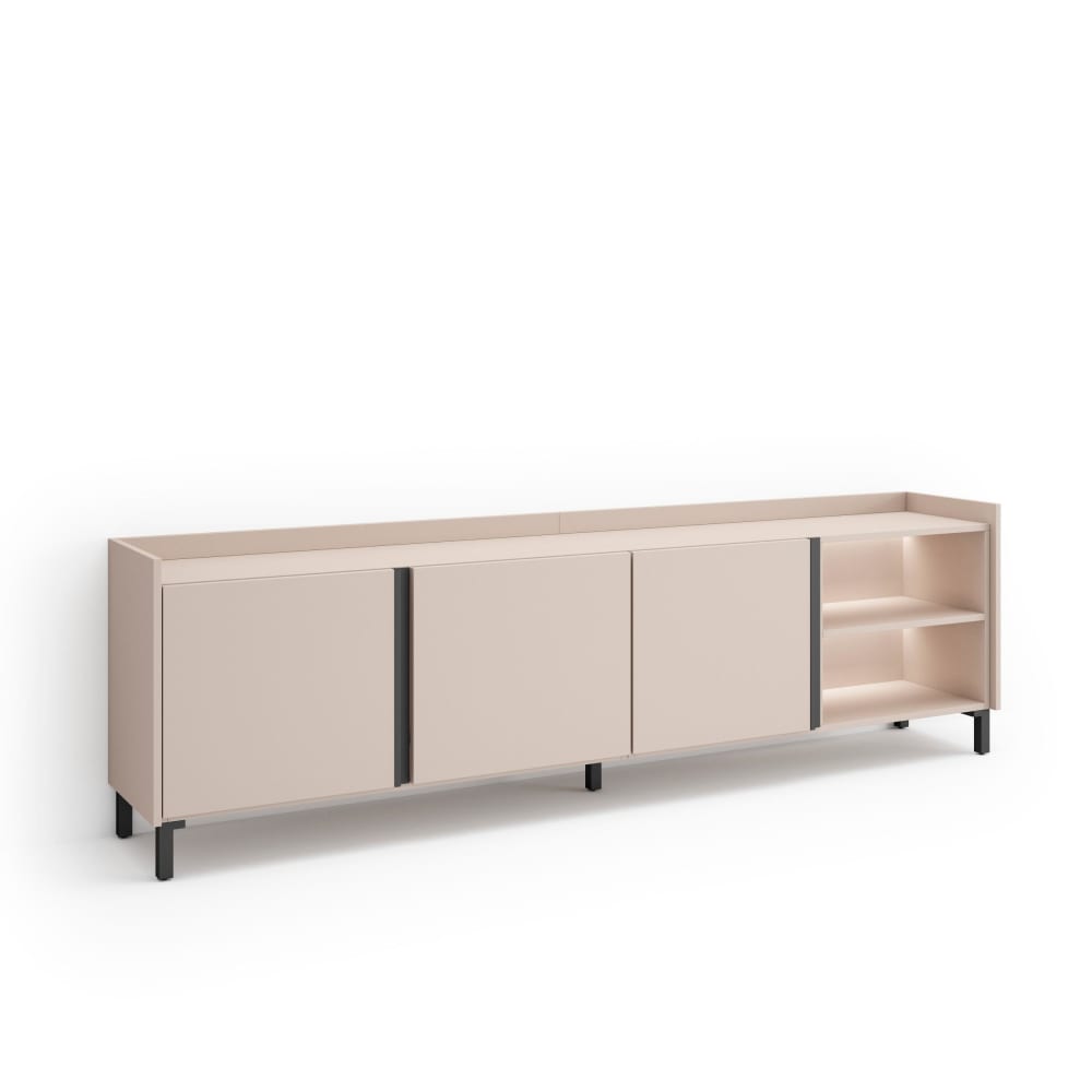 Meuble tv effet bois beige 207x35x61cm avec pieds