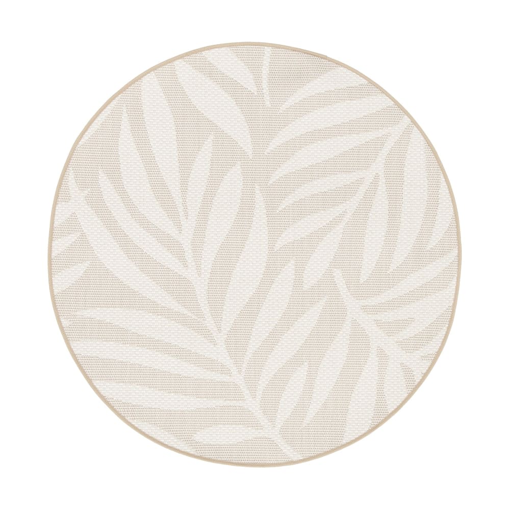 Tapis rond intérieur extérieur fibres recyclées 120 x 120 cm
