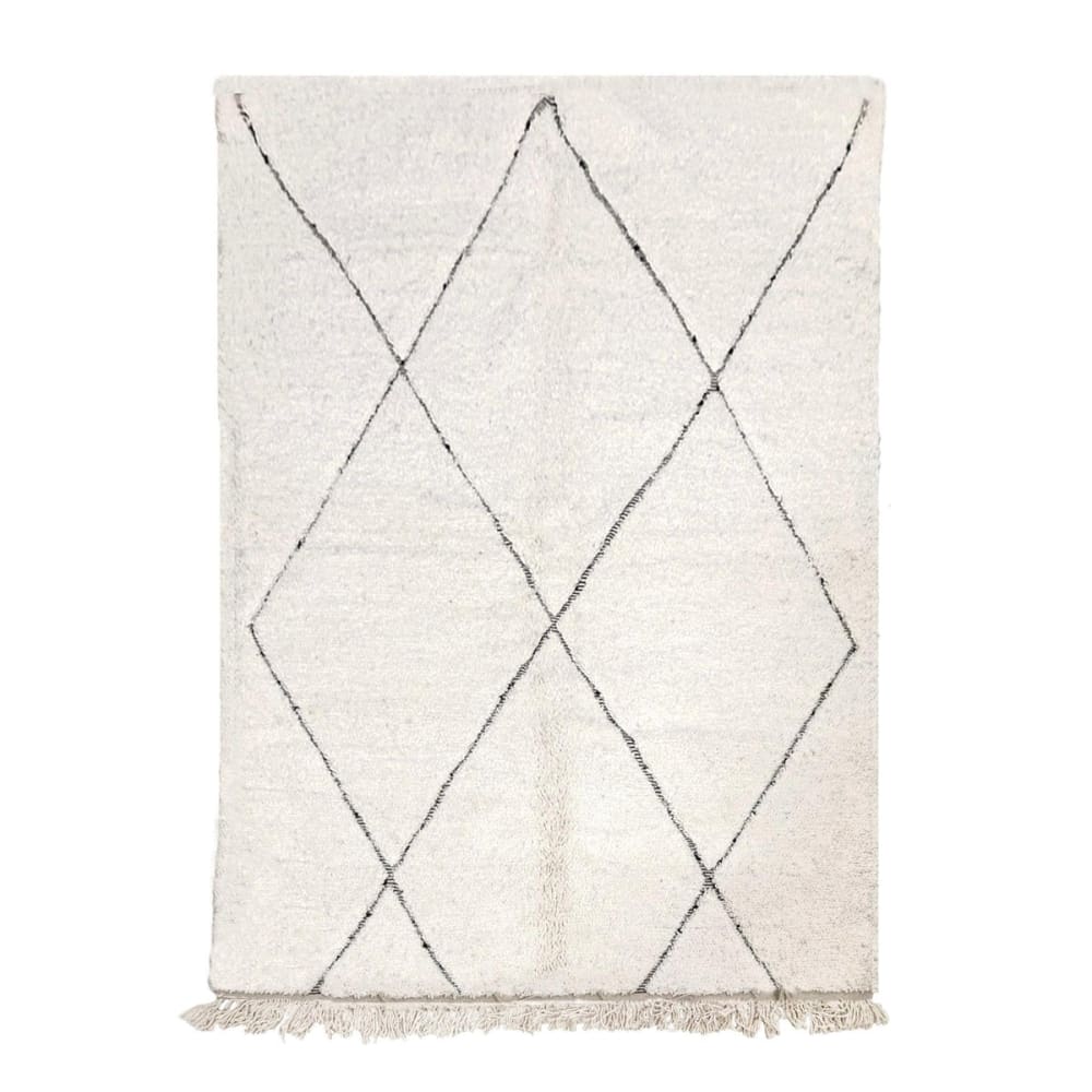 AFK Living Berberteppich aus reiner Wolle 155 x 216 cm style exotic Weiß Wolle