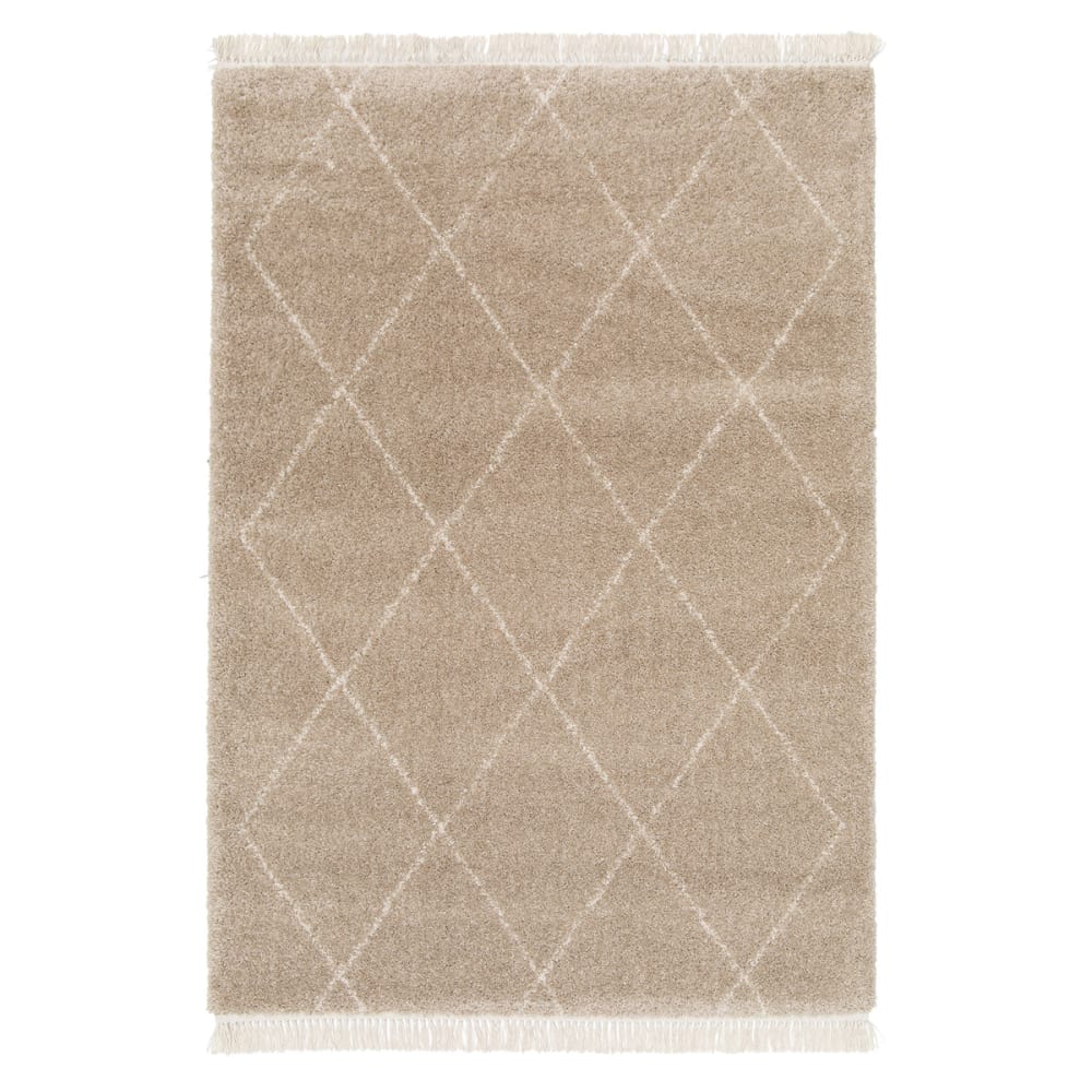 AFK Living Teppich, dick, weich und edel, mit Fransen 160 x 230 cm style modern Braun Öko-Tex Zertifikat Pp - Polypropylen