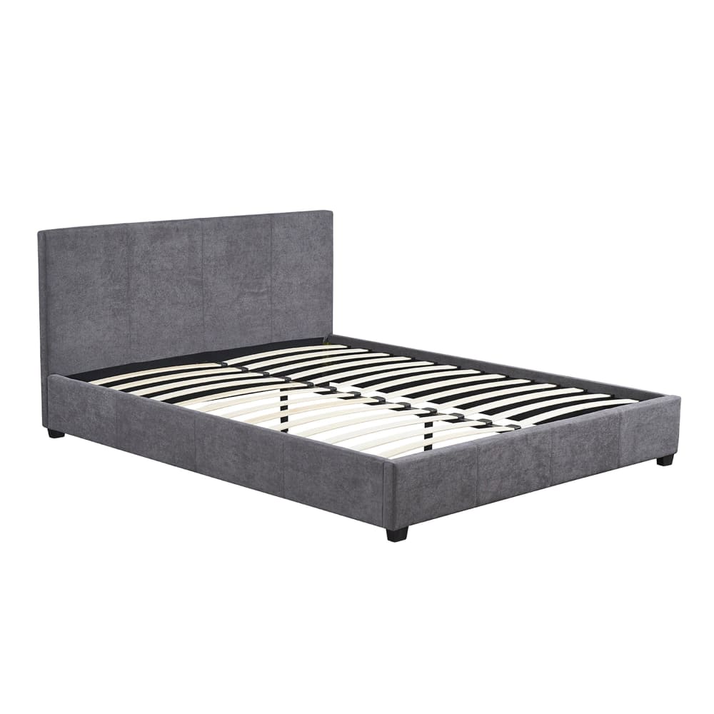 Lit double en tissu gris 160x200 cm