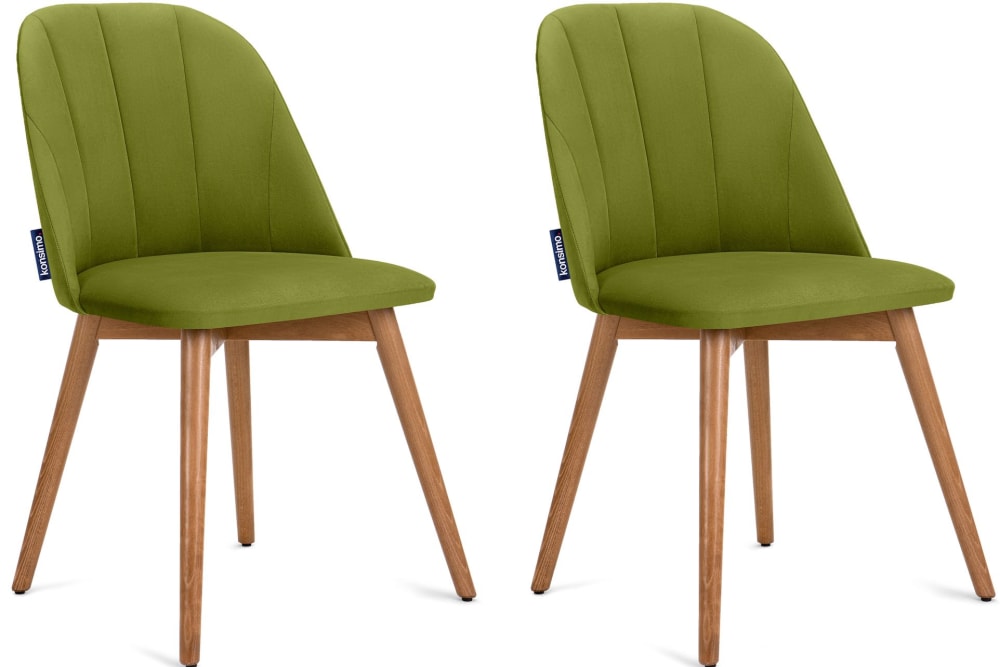KONSIMO 2er Set Polsterstühle mit Gestell aus massivem Buchenholz, oliv Grün Stoff