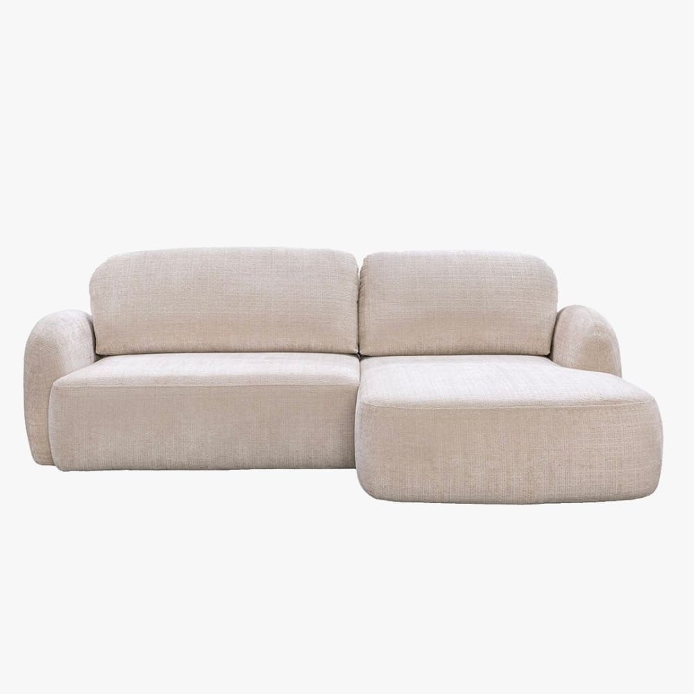 Viona canapé d'angle convertible avec coffre en tissu beige - angle