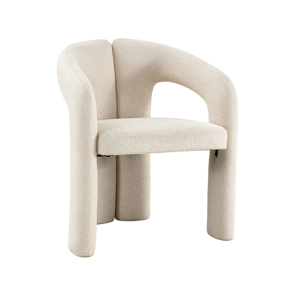 Fauteuil en tissu bouclette beige