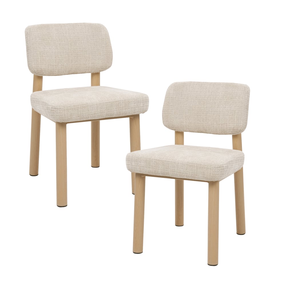 Lot de 2 chaises en tissu beige pieds en métal beige