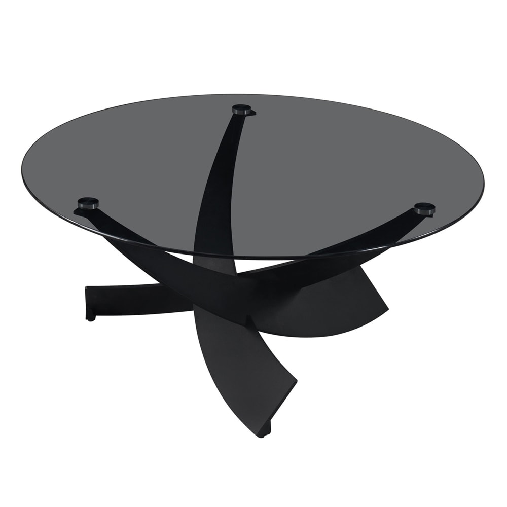 Table basse en verre teinté pieds croisés noir