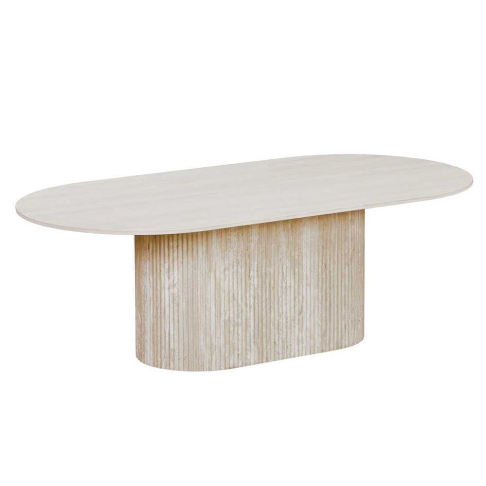 Table basse ovale en céramique beige 120 cm