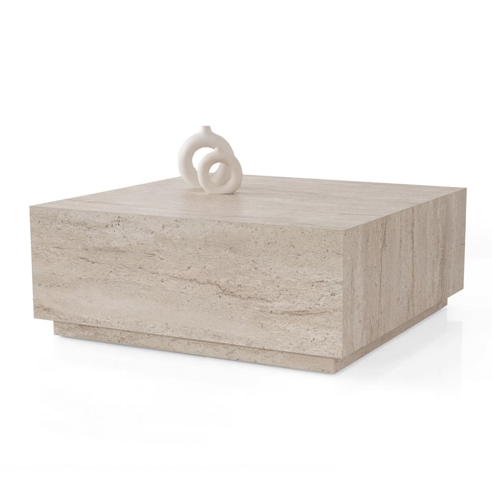 Table basse carrée beige 90 cm