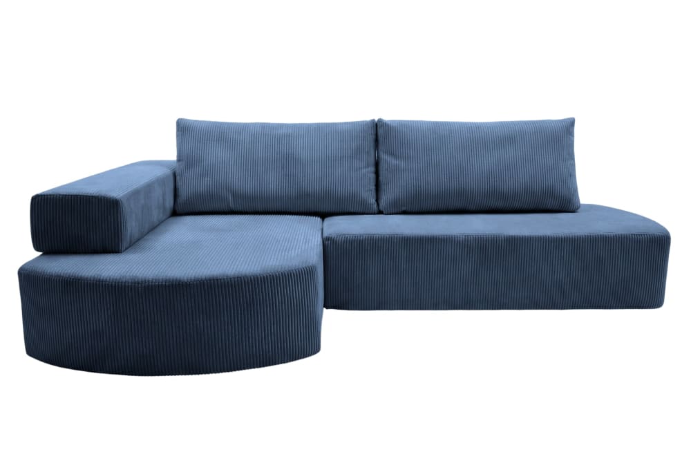 Canapé d'angle convertible - gauche velours bleu