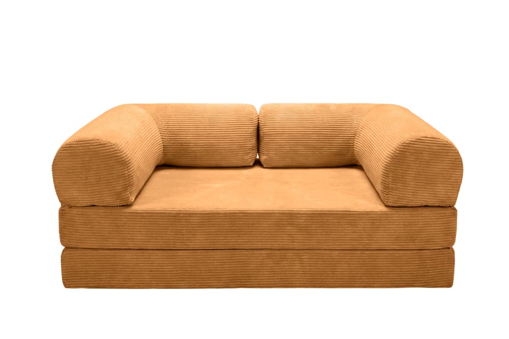 Canapé droit convertible - velours moutarde
