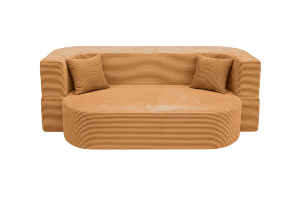 Canapé droit convertible - velours moutarde
