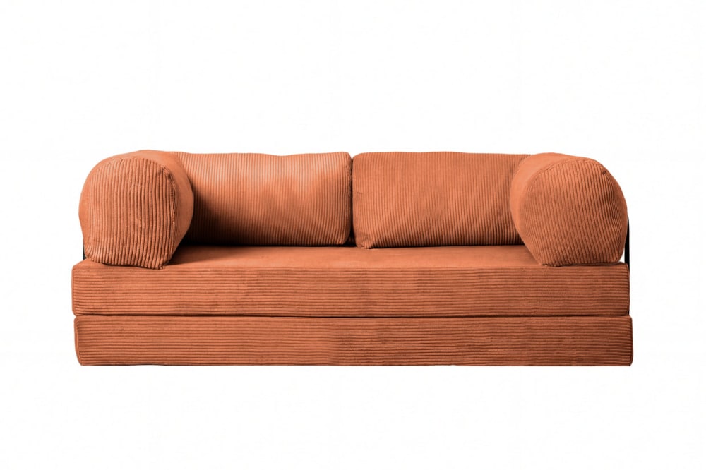 Canapé droit convertible - terracotta