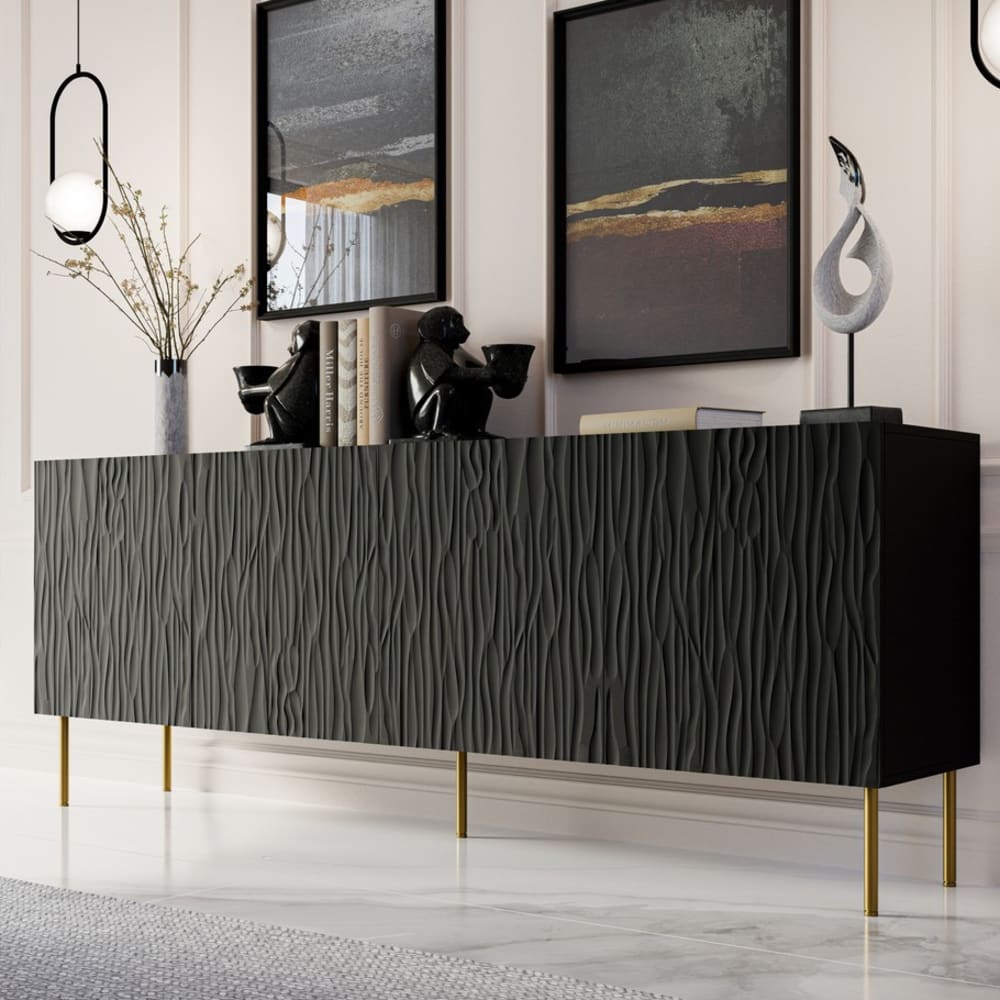 Buffet bas design noir mat 190cm