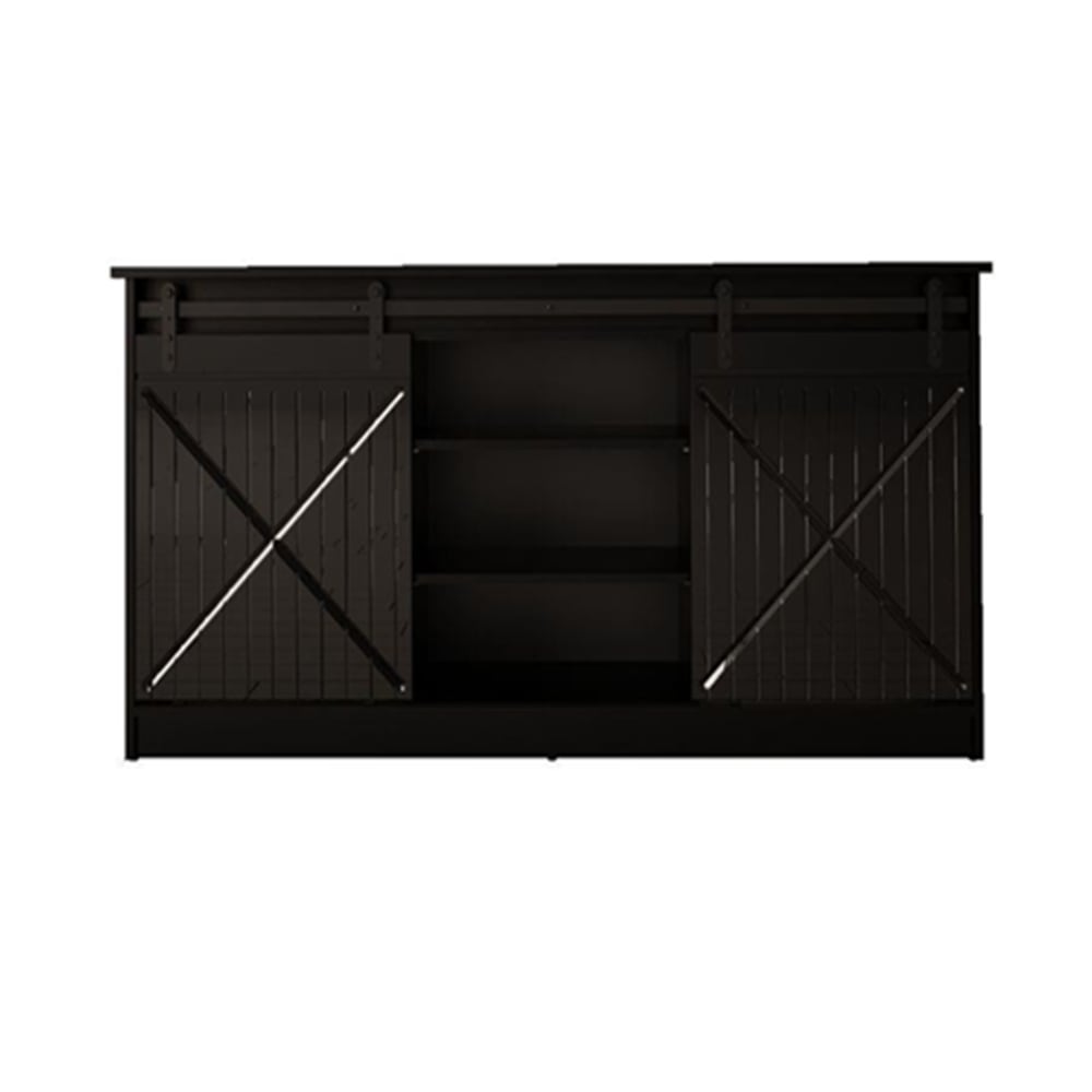 Buffet design en bois noir à portes coulissantes 160 cm Buffet design en bois noir à portes coulissantes 160 cm