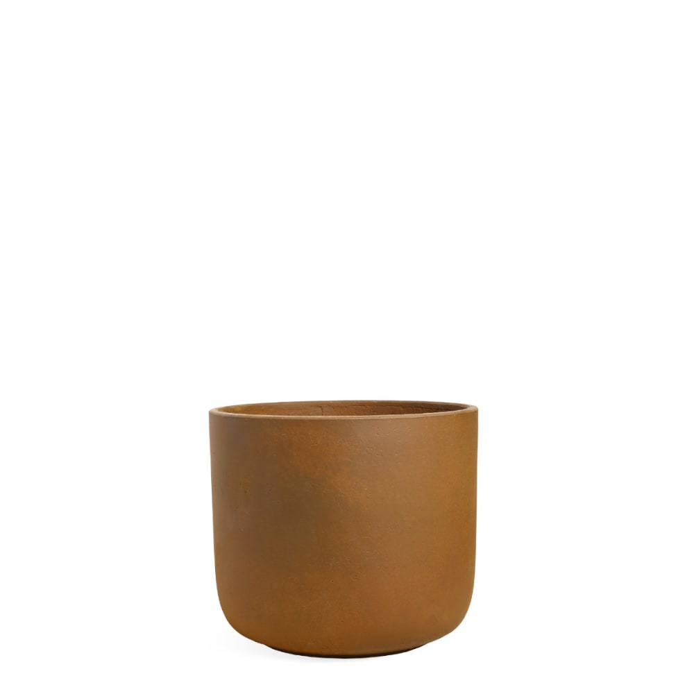 Cache-pot décoratif en ciment orange terracotta h17