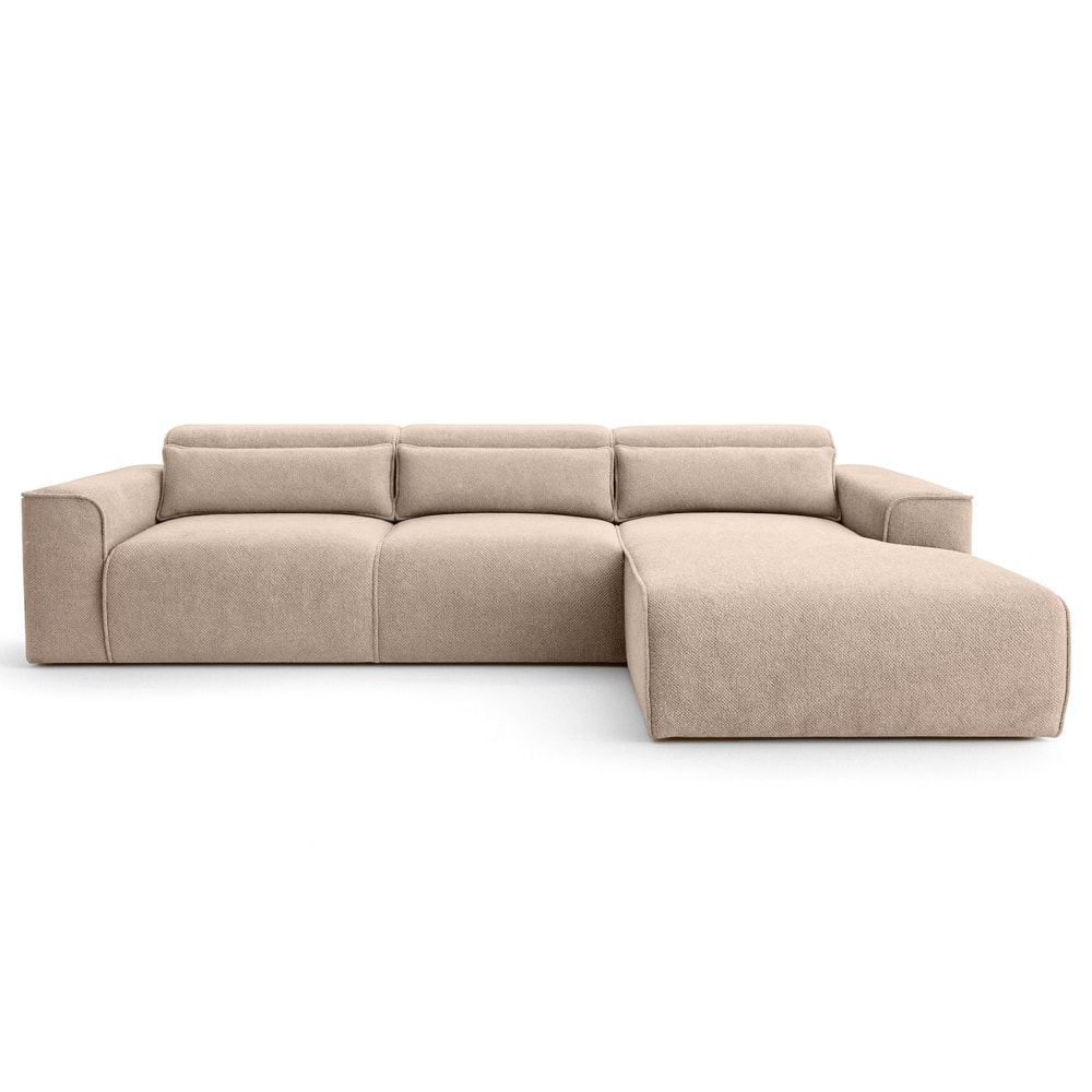 Ax Living 5-Sitzer Ecksofa mit Schlaffunktion rechts aus Strukturstoff, Beige style modern Beige Öko-Tex Zertifikat