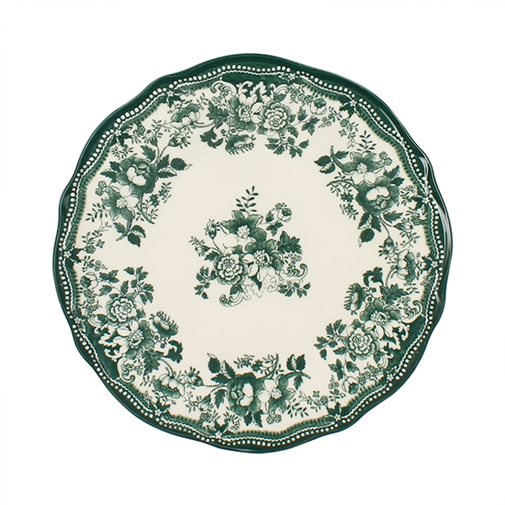 Service de table 36 pièces en porcelaine blanche et verte - Maisons du Monde
