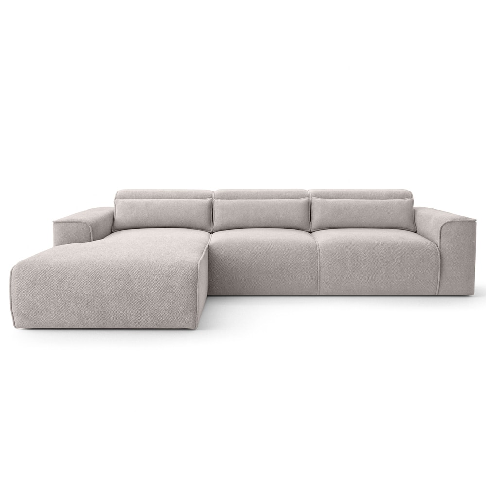 Ax Living 5-Sitzer Ecksofa mit Schlaffunktion links aus Strukturstoff, Creme style modern Beige Öko-Tex Zertifikat